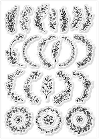 Wreath Clear Stamps Plants Flower Background Transparent Stamps Silicone Clear Stamp Seals for DIY Scrapbooking Photo Album Decoration, 4.3x6.3inch in Saudi Arabia