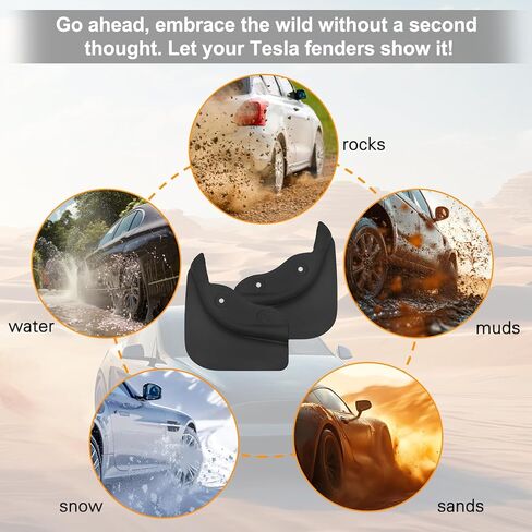 Mud Flaps for Tesla Model Y Juniper 2025-2026 No-Drill Mud Guards Splash Guards Flexible TPE PP Mudflaps Wheel & Tire Protection, Easy Installation Front & Rear Set 4Pcs in Saudi Arabia