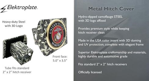 Elektroplate Officially Licensed U.S. Marine Corps Crest All Metal Urban Camo Hitch Cover for Trucks and SUVs | Fits Standard 2" Trailer Hitch Receivers | Premium Weatherproof in Saudi Arabia