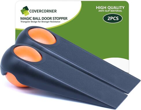 سدادات باب لأسفل الباب، سدادات مطاطية للأبواب، حاملات أبواب لجميع أنواع الأسطح، عبوتان من سدادات أبواب الكرة السحرية، 5 بوصات، أسود وبرتقالي in Kuwait