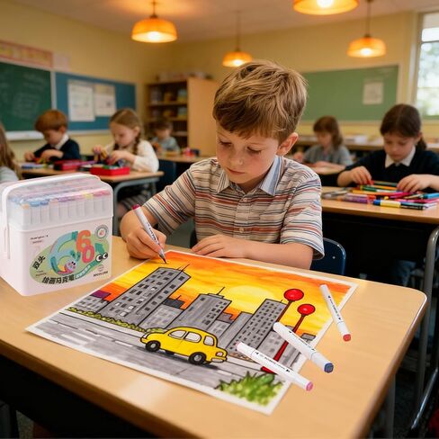 علامات الكحول 60 لونًا مع قاعدة ذات أطراف مزدوجة إزميل وعلامات فنية دائمة دقيقة لكتب التلوين للكبار رسم الرسوم التوضيحية للرسوم المتحركة in Kuwait