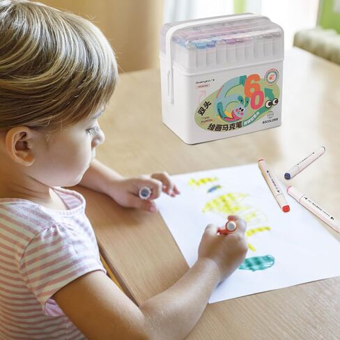 علامات الكحول 60 لونًا مع قاعدة ذات أطراف مزدوجة إزميل وعلامات فنية دائمة دقيقة لكتب التلوين للكبار رسم الرسوم التوضيحية للرسوم المتحركة in Kuwait