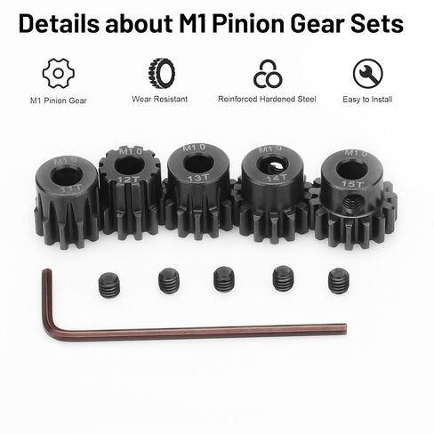 M1 Pinion Gear Sets 16T 17T 18T 19T 20T, daitoku 5mm Shaft Motor Gears RC Pinion Gears with Hex Key for 1/8 1/10 RC Brushless Brush Motor Trucks Buggy in Saudi Arabia