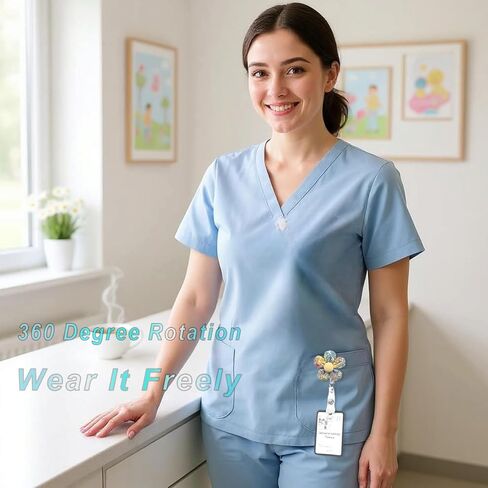 زهرة شارة بكرة حامل مشبك قابل للسحب لطيف الأزهار شارة بكرات الزخرفية ديزي معرف كليب للممرضات مساعد طبي مستشفى النساء - الأخضر العميق in Kuwait