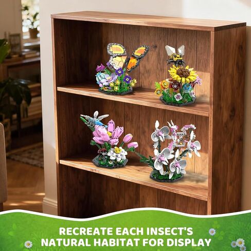 Ideas Insect Collection Building Set, 2059 PCS - Butterfly Orchid Mantis Bee Dragonfly Display Model for Nature Lovers, Compatible with Lego Flowers Animals, STEM Bug Gift Toy for Kids Boys Girls 6+ in Saudi Arabia