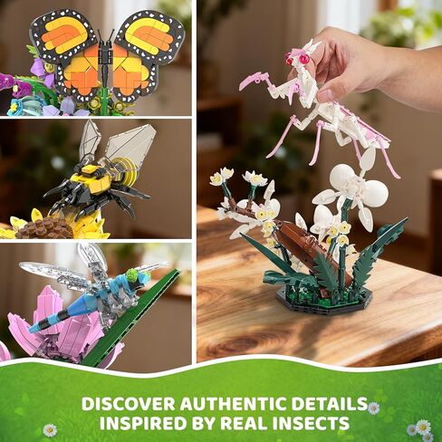 Ideas Insect Collection Building Set, 2059 PCS - Butterfly Orchid Mantis Bee Dragonfly Display Model for Nature Lovers, Compatible with Lego Flowers Animals, STEM Bug Gift Toy for Kids Boys Girls 6+ in Saudi Arabia