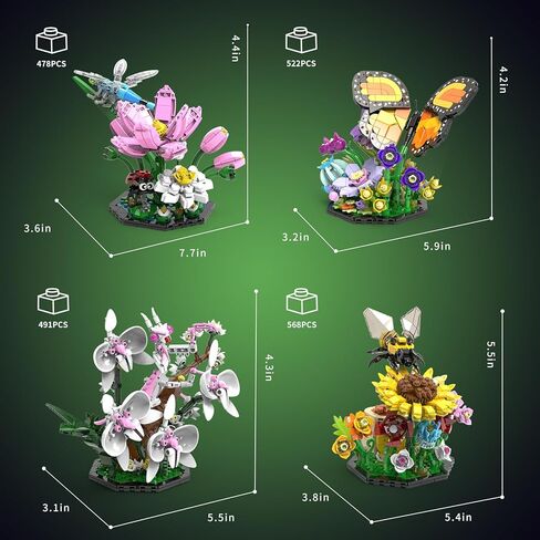 Ideas Insect Collection Building Set, 2059 PCS - Butterfly Orchid Mantis Bee Dragonfly Display Model for Nature Lovers, Compatible with Lego Flowers Animals, STEM Bug Gift Toy for Kids Boys Girls 6+ in Saudi Arabia