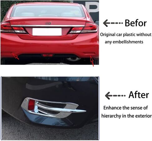 ملحقات السيارة مناسبة لسيارة Honda 10th Gen Civic 2016-2021 المصد الخلفي عاكس الضباب غطاء الحافة 2 قطعة (أسود لامع) in Kuwait