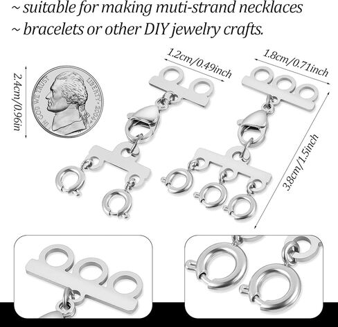 Necklace Layering Clasps, 2 PCS Multi Strand Connectors, Stainless Steel Necklace Separator Multi Strand Clasp for Stackable Necklaces and Chains in Saudi Arabia