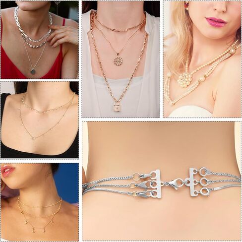 Necklace Layering Clasps, 2 PCS Multi Strand Connectors, Stainless Steel Necklace Separator Multi Strand Clasp for Stackable Necklaces and Chains in Saudi Arabia