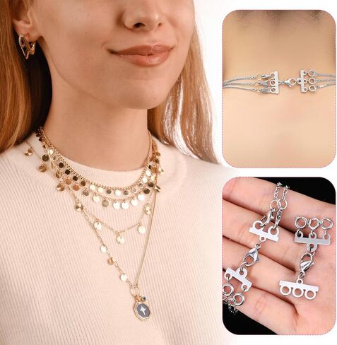 Necklace Layering Clasps, 2 PCS Multi Strand Connectors, Stainless Steel Necklace Separator Multi Strand Clasp for Stackable Necklaces and Chains in Saudi Arabia