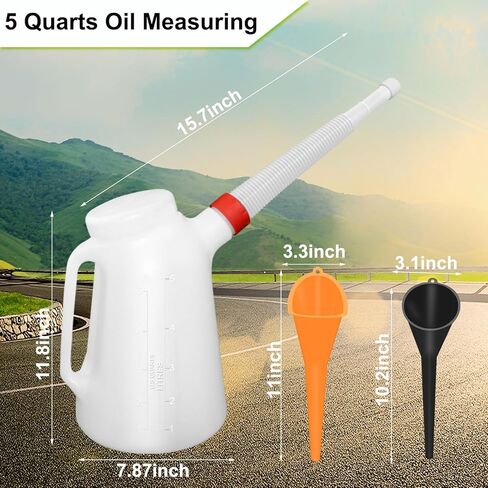 Oil Measuring Container Automotive Motor Oil Dispenser Motor Oil Container Plastic Long Neck Oil Funnels for Automotive Fluids in Saudi Arabia
