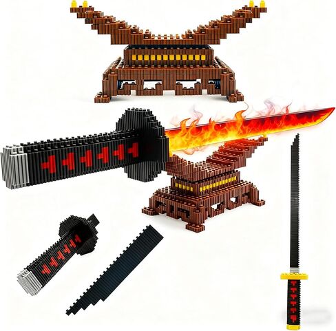 beego قتل شيطان السيف بناء عدة مجموعة، 19in تأثيري زينيتسوس الأصفر فلاش البرق السيف اللبنات مع حامل السيف، القاتل كاتانا السيف نموذج ديكور بناء الطوب هدية للمراهقين، الكبار in Kuwait