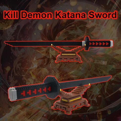 beego قتل شيطان السيف بناء عدة مجموعة، 19in تأثيري زينيتسوس الأصفر فلاش البرق السيف اللبنات مع حامل السيف، القاتل كاتانا السيف نموذج ديكور بناء الطوب هدية للمراهقين، الكبار in Kuwait