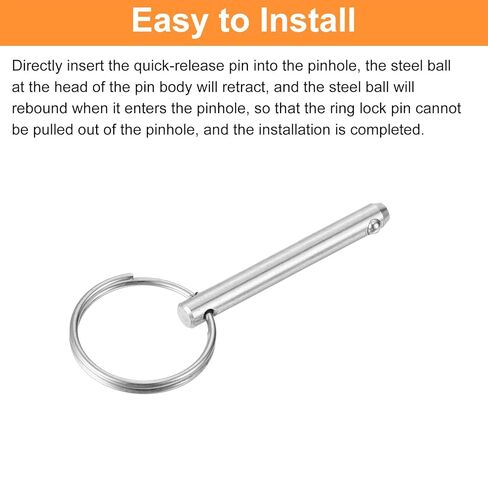 uxcell 4Pcs 6.3mmx51mm Quick Release Pins, 316 Stainless Steel Marine Hardware for Marine Mountain Seat, Ship Outfitting, Shipbuilding, Silver in Saudi Arabia