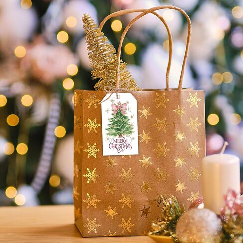Merry Christmas Paper Gift Labels with String, 2x3.5 Inches Christmas Tree Paper Tags, 50PCS Pink Bow Gift Tags for Present, Xmas Holiday Wrapping Party Favor Decoration Supplies-C13 in Saudi Arabia