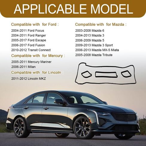 مجموعة حشية غطاء صمام المحرك، قطعة بديلة لمجموعة غطاء الصمام لسيارة Ford Escape Focus Fusion Ranger Lincoln MKZ Mazda 3 5 6 Mercury Mariner Milan 2.0L 2.3L 2.5L، استبدل OEM # VS50639R-1 in Saudi Arabia