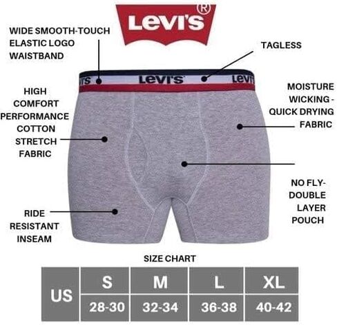 Levi's Mens Boxer Briefs Breathable Stretch Underwear 4 Pack in Kuwait