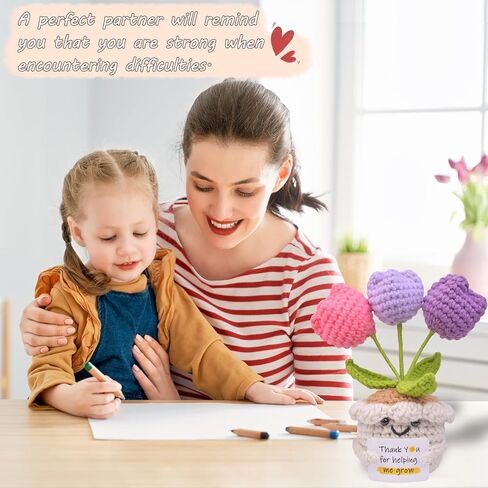Handmade Positive Crochet Tulip Doll Gifts, Mini Emotional Support Knit Toys with Message Card, Stress Relief Gift for Friends, Family, and Coworkers - Knitted Desk Decor in Saudi Arabia