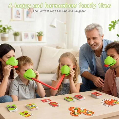 Chameleon Tongue Shooting Game with Blowing Air - 4PC Multiplayer Party Set for Kids w/Frog Masks & Insect Cardboard Targets in Saudi Arabia