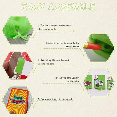 Chameleon Tongue Shooting Game with Blowing Air - 4PC Multiplayer Party Set for Kids w/Frog Masks & Insect Cardboard Targets in Saudi Arabia
