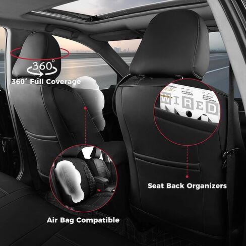 FREESOO 1:1 Costom Fit Seat Covers for Toyota Camry Hybrid LE - Hybrid SE 2026 2025, Waterproof Leather Car Seats Cover Full Set for Camry(BlackGrey) in Kuwait