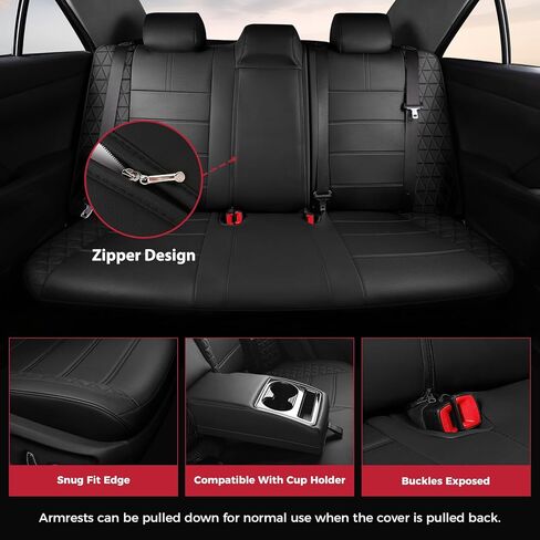 FREESOO 1:1 Costom Fit Seat Covers for Toyota Camry Hybrid LE - Hybrid SE 2026 2025, Waterproof Leather Car Seats Cover Full Set for Camry(BlackGrey) in Kuwait