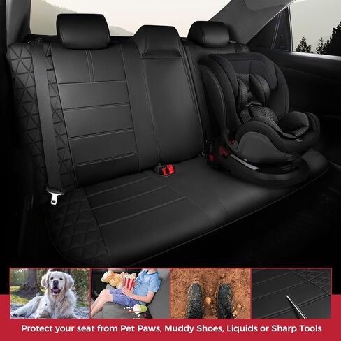 FREESOO 1:1 Costom Fit Seat Covers for Toyota Camry Hybrid LE - Hybrid SE 2026 2025, Waterproof Leather Car Seats Cover Full Set for Camry(BlackGrey) in Kuwait