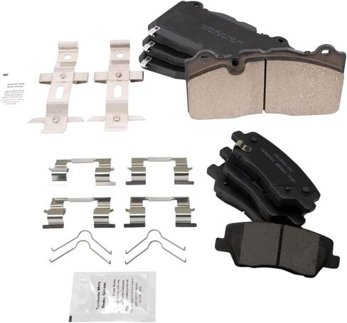 Front and Rear Brake Pad Set Ceramic Hardware Compatible with 2017-2018 Cadillac CTS in Saudi Arabia