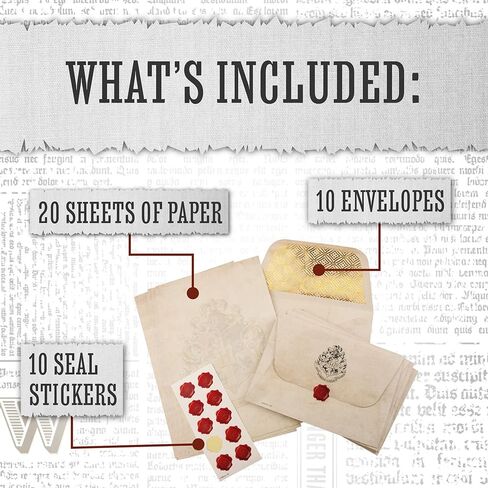 Paladone Hogwarts Acceptance Letter Writing Stationery Set - 10 Envelopes, 20 Sheets of Paper, and 10 Wax Seal Stickers in Kit - Officially Licensed Harry Potter Merchandise and Desk Accessories in Saudi Arabia