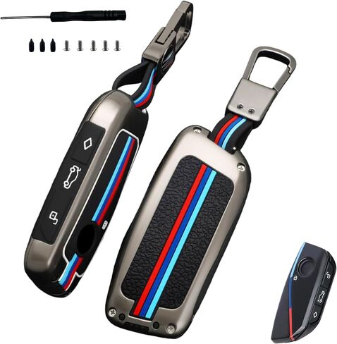 Premium Metal Alloy Keychain Cover & Protective Keycase Shell Compatible for BMW 2 3 4 5 6 7 Series & X1 X2 X3 X4 X5 X6 X7 - Durable, Scratch-Resistant Key Fob Case (Gunmetal) in Saudi Arabia