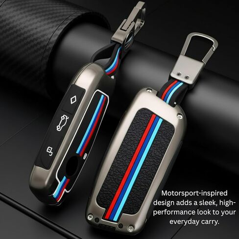 Premium Metal Alloy Keychain Cover & Protective Keycase Shell Compatible for BMW 2 3 4 5 6 7 Series & X1 X2 X3 X4 X5 X6 X7 - Durable, Scratch-Resistant Key Fob Case (Gunmetal) in Saudi Arabia
