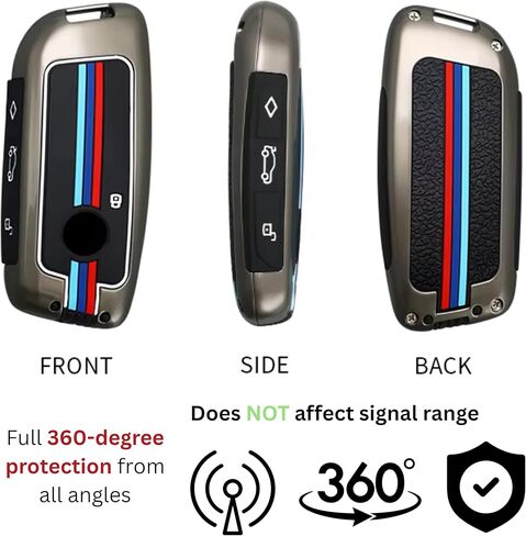 Premium Metal Alloy Keychain Cover & Protective Keycase Shell Compatible for BMW 2 3 4 5 6 7 Series & X1 X2 X3 X4 X5 X6 X7 - Durable, Scratch-Resistant Key Fob Case (Gunmetal) in Saudi Arabia