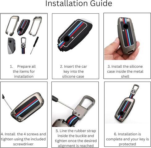 Premium Metal Alloy Keychain Cover & Protective Keycase Shell Compatible for BMW 2 3 4 5 6 7 Series & X1 X2 X3 X4 X5 X6 X7 - Durable, Scratch-Resistant Key Fob Case (Gunmetal) in Saudi Arabia