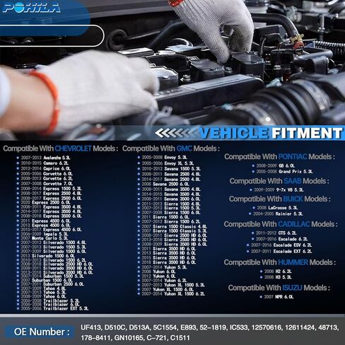 مجموعة من 8 ملفات إشعال متوافقة مع شيفروليه سيلفرادو جي إم سي سييرا 2007-2013 كاديلاك CTS 2006-2015 V8 4.8L 5.3L 6.0L 6.6L in Kuwait