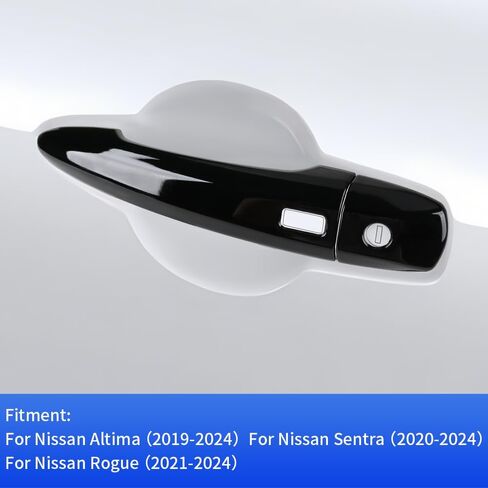 غطاء مقبض باب السيارة لسيارة Nissan Altima 2019-2025، Sentra 2020-2025، Rogue 2021-2025 ملحقات السيارات الخارجية واقيات المقبض أغطية تزيين ABS باللون الأسود اللامع in Saudi Arabia