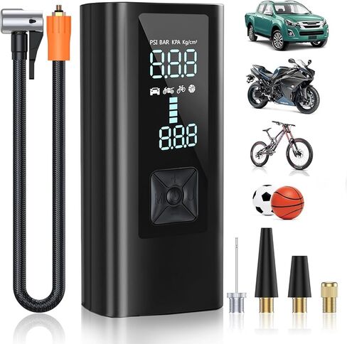 Tire Pump Inflator Portable Air Compressor, Auto Air Pump for Car Tires Tire Inflator 180PSI with 22000mAh Battery Pressure Gauge & LED Screen Air Compressor for Car Motorcycle Bike Ball in Saudi Arabia