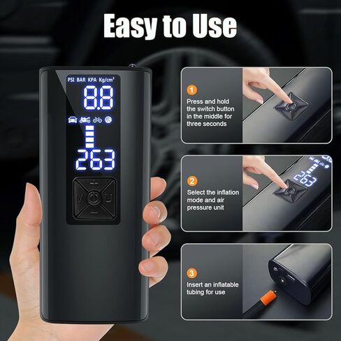 Tire Pump Inflator Portable Air Compressor, Auto Air Pump for Car Tires Tire Inflator 180PSI with 22000mAh Battery Pressure Gauge & LED Screen Air Compressor for Car Motorcycle Bike Ball in Saudi Arabia