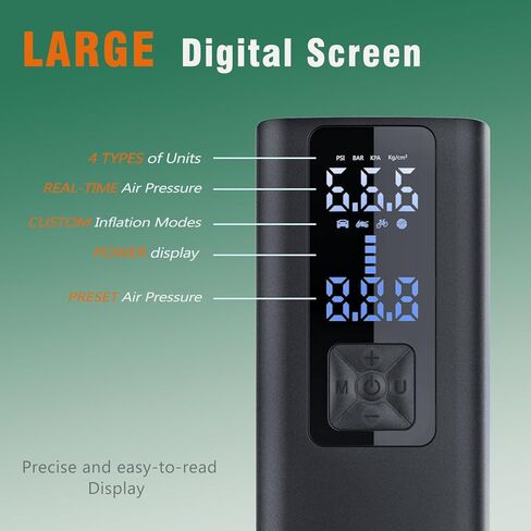 Tire Pump Inflator Portable Air Compressor, Auto Air Pump for Car Tires Tire Inflator 180PSI with 22000mAh Battery Pressure Gauge & LED Screen Air Compressor for Car Motorcycle Bike Ball in Saudi Arabia
