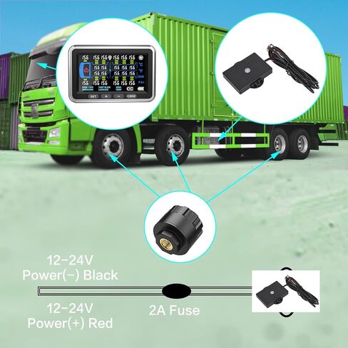 نظام مراقبة ضغط إطارات الشاحنة 13Bar/0-199PSI مع 18 مستشعرًا شاشة ملونة 4.5 بوصة tpms لـ RV/Trailer 6 أوضاع تنبيه للشاحنات الثقيلة والمركبات طويلة الجسم in Kuwait