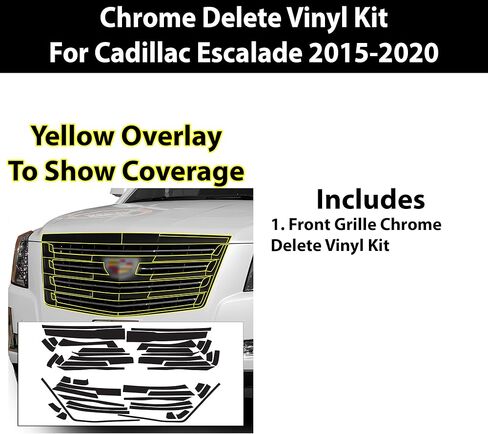 BOGAR TECH DESIGNS Side Window Chrome Delete Overlay Film Compatible with Cadillac Escalade 2015-2020, Gloss Black in Saudi Arabia