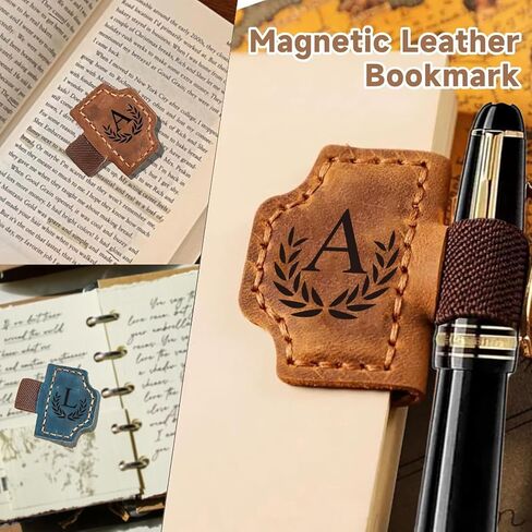 Bygone Mark Personalized Magnetic Leather Bookmark with Pen Holder, Magnetic Cross Bookmark, Christian Book Lovers Reading Accessory, Marker for Book Lovers Men Women (Brown, Cross) in Saudi Arabia