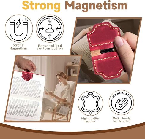 Bygone Mark Personalized Magnetic Leather Bookmark with Pen Holder, Magnetic Cross Bookmark, Christian Book Lovers Reading Accessory, Marker for Book Lovers Men Women (Brown, Cross) in Saudi Arabia