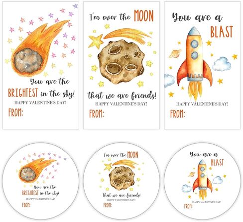 2.1" x 3.5" Valentine Day Stickers - World, Galaxy & Earth - Each Set Contains 30 Rectangular & 30 Round Stickers, for Valentine's Day, Christmas & Gift Bag Decoration (60 Pcs) - A02 in Saudi Arabia