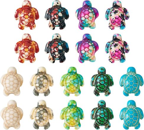 45pcs Sea Turtles Turquoise Bead Charm Colorful Boho Sea Craft Bead Charm for Jewelry Making DIY Bracelet Necklace Anklet Supplies Summer Ocean Beach 14x18mm in Saudi Arabia