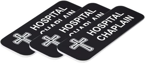 Hospital Chaplain 1 x 3" Name Tag/Badge, Black, (3 Pack) in Saudi Arabia