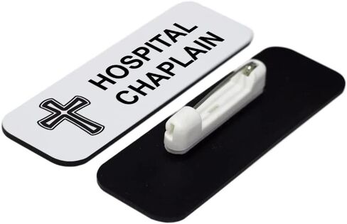 Hospital Chaplain 1 x 3" Name Tag/Badge, Black, (3 Pack) in Saudi Arabia