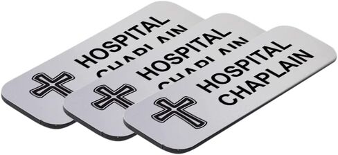Hospital Chaplain 1 x 3" Name Tag/Badge, Black, (3 Pack) in Saudi Arabia