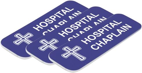 Hospital Chaplain 1 x 3" Name Tag/Badge, Black, (3 Pack) in Saudi Arabia