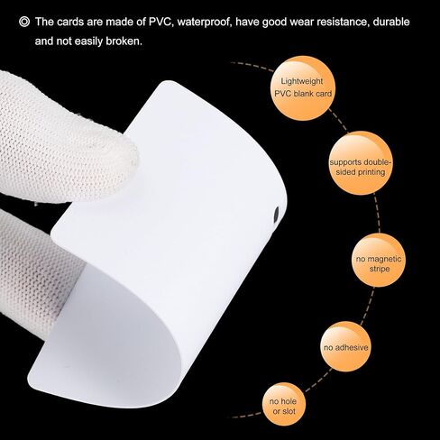 MECCANIXITY 10 عبوات من بطاقات PVC الفارغة 20 مل من بطاقات الهوية وبطاقات الائتمان الفارغة وبطاقات بلاستيكية مع فتحة أفقية لطابعة شارة الهوية، رسومات بيضاء in Saudi Arabia
